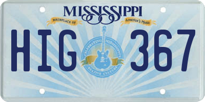 MS license plate HIG367