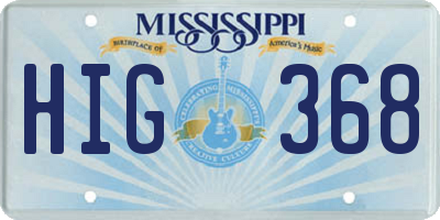 MS license plate HIG368