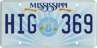 MS license plate HIG369