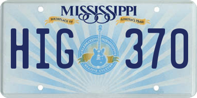 MS license plate HIG370