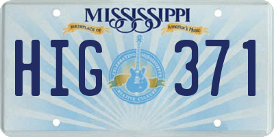 MS license plate HIG371