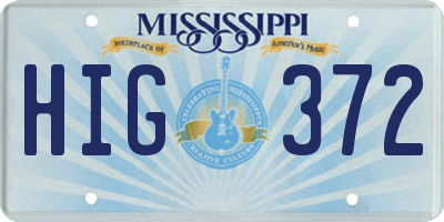 MS license plate HIG372