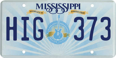 MS license plate HIG373