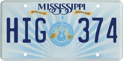 MS license plate HIG374