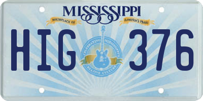 MS license plate HIG376