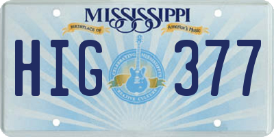 MS license plate HIG377