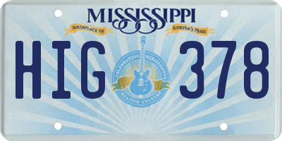 MS license plate HIG378