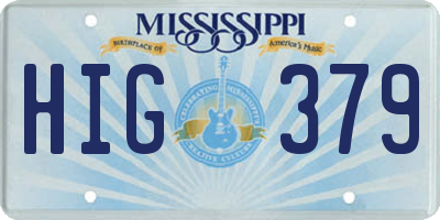 MS license plate HIG379