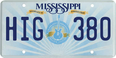 MS license plate HIG380