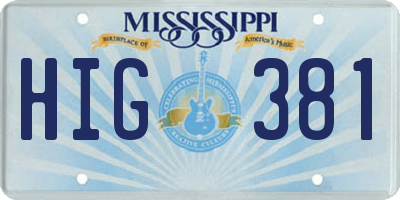 MS license plate HIG381