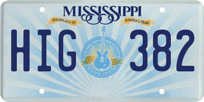 MS license plate HIG382
