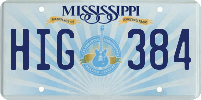 MS license plate HIG384