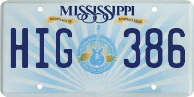 MS license plate HIG386