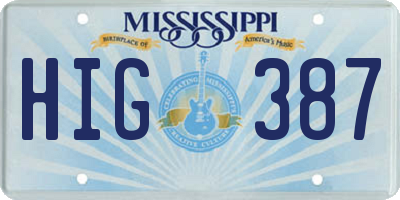 MS license plate HIG387