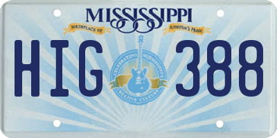 MS license plate HIG388