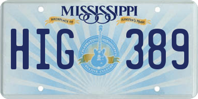 MS license plate HIG389