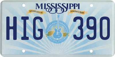 MS license plate HIG390