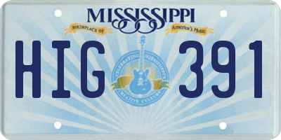 MS license plate HIG391