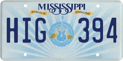 MS license plate HIG394