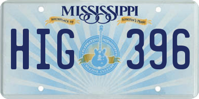 MS license plate HIG396
