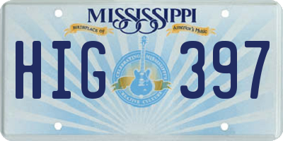 MS license plate HIG397