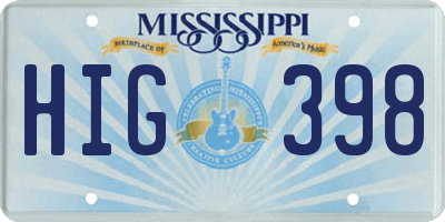 MS license plate HIG398