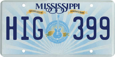 MS license plate HIG399
