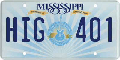 MS license plate HIG401