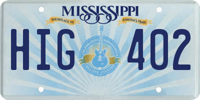 MS license plate HIG402
