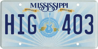MS license plate HIG403