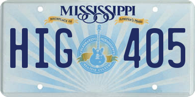 MS license plate HIG405