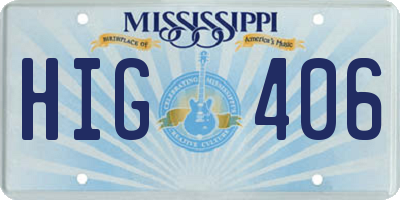 MS license plate HIG406