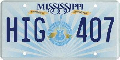 MS license plate HIG407