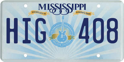 MS license plate HIG408