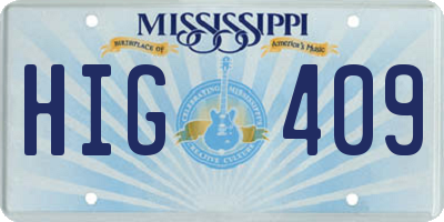 MS license plate HIG409