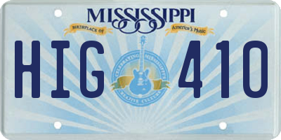 MS license plate HIG410