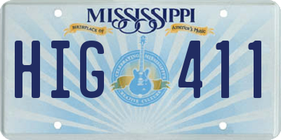 MS license plate HIG411