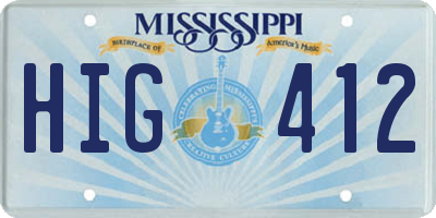 MS license plate HIG412