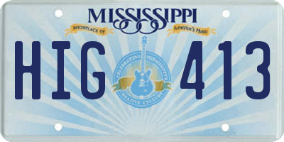 MS license plate HIG413
