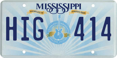 MS license plate HIG414