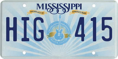 MS license plate HIG415