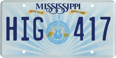 MS license plate HIG417