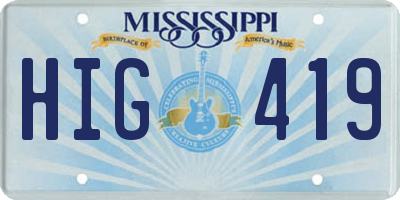 MS license plate HIG419