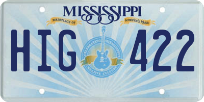 MS license plate HIG422