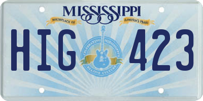MS license plate HIG423