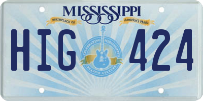 MS license plate HIG424