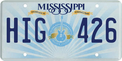 MS license plate HIG426