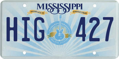 MS license plate HIG427