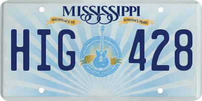 MS license plate HIG428