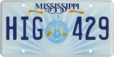 MS license plate HIG429